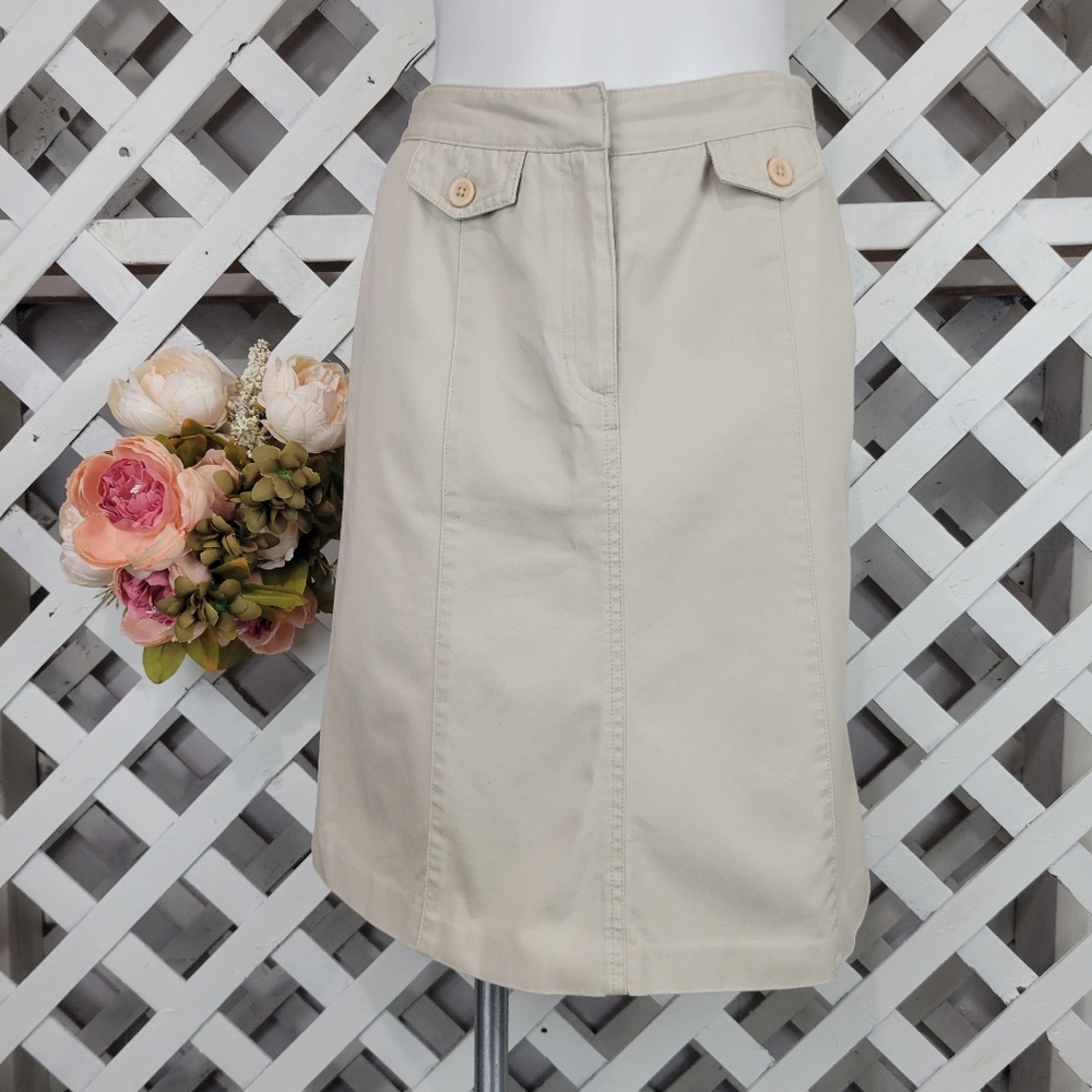Talbots Petite Modest Khaki Skirt Size 4 Petite - Picture 2 of 6